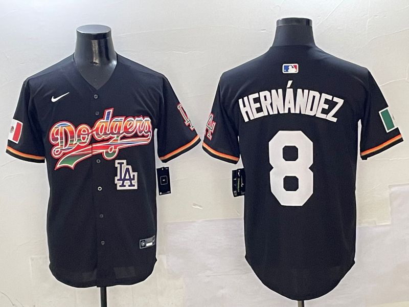 Men Los Angeles Dodgers #8 Hernandez Black rainbow Nike 2025 MLB Jersey style 10->los angeles dodgers->MLB Jersey